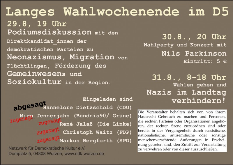 wahlforum am 29. August ohne CDU